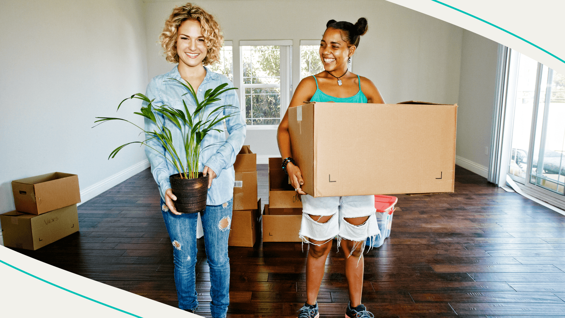 accessibility, two women smiling in empty home