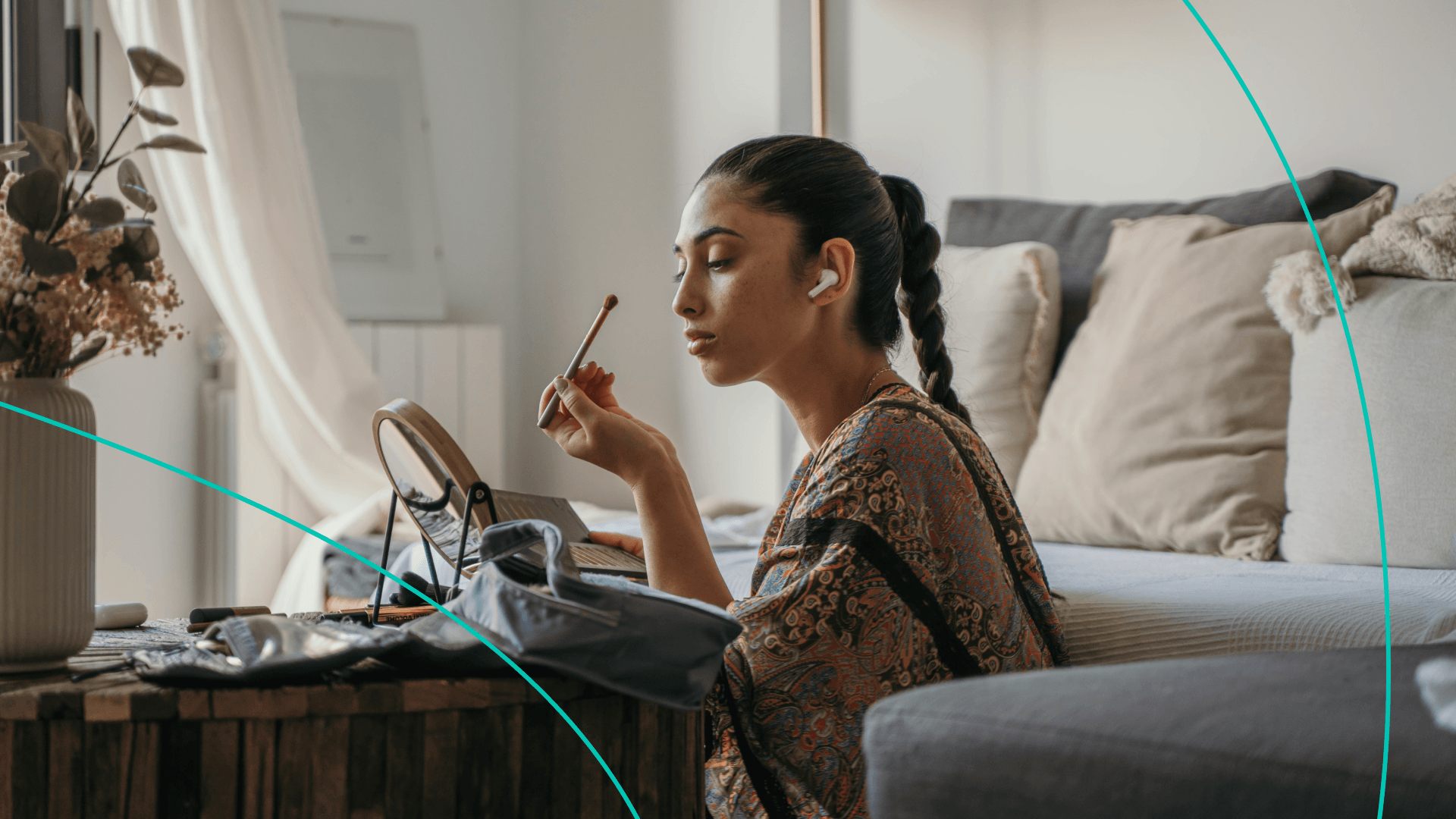 Woman putting makeup on