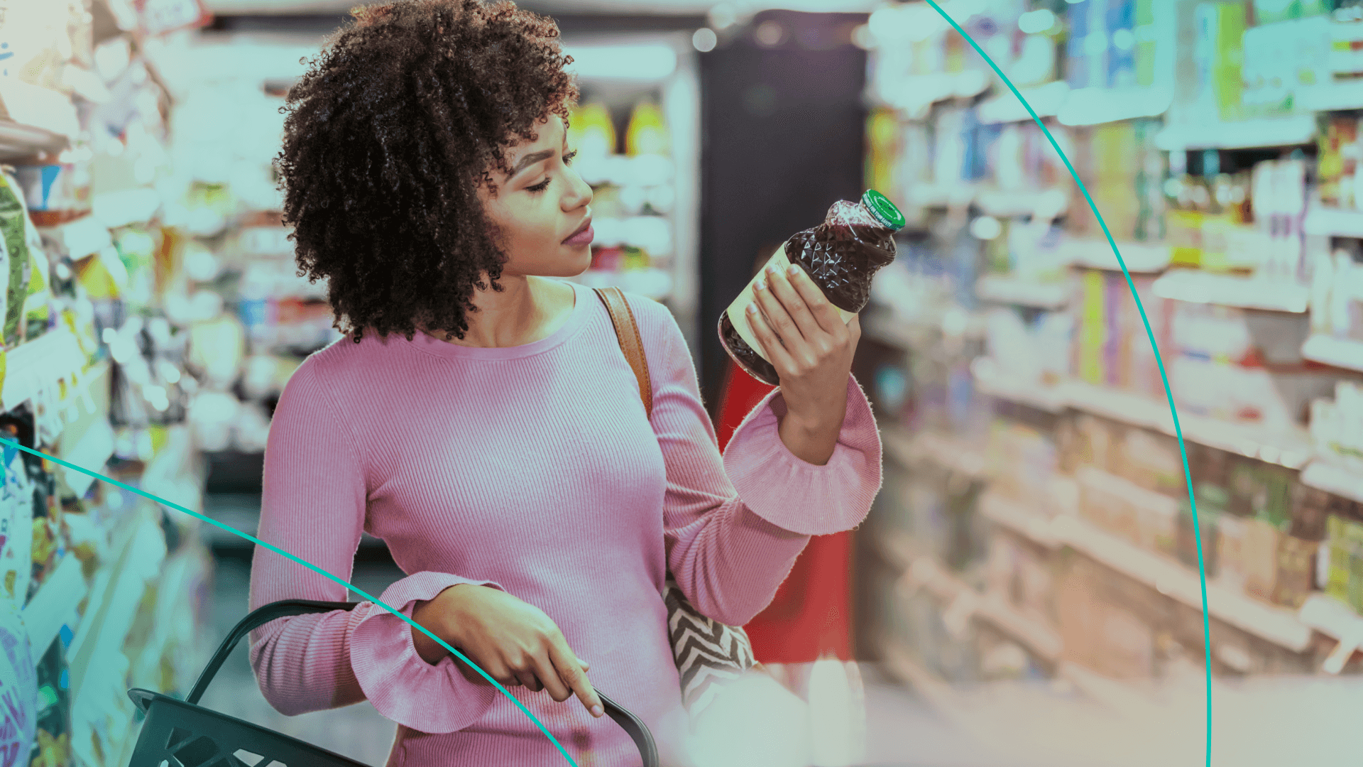 Woman reads nutrition label 