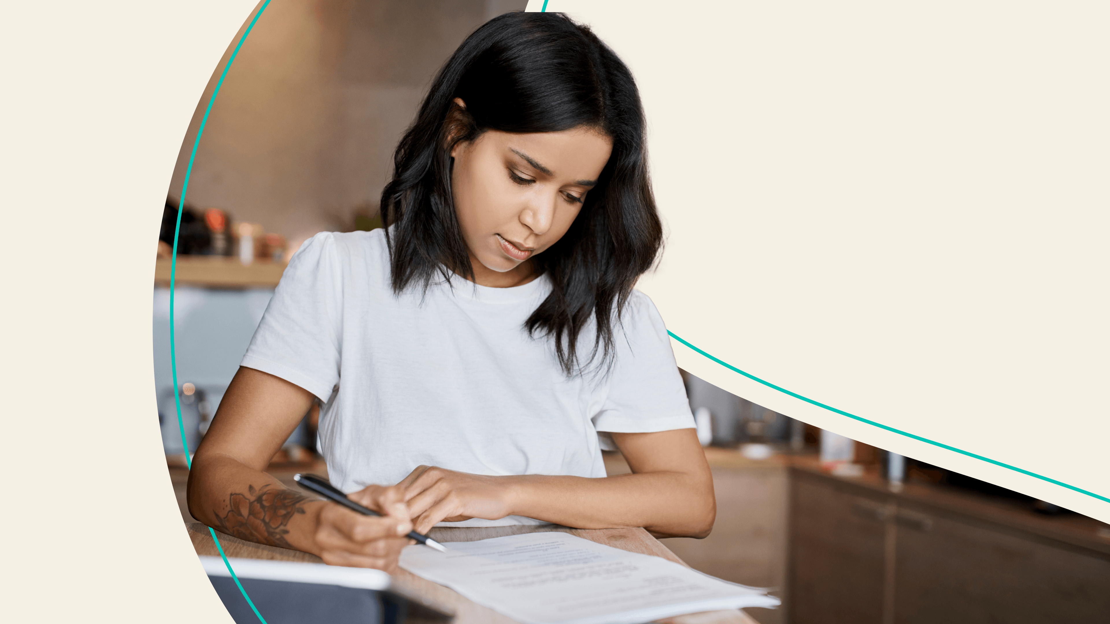 A woman working on tax forms