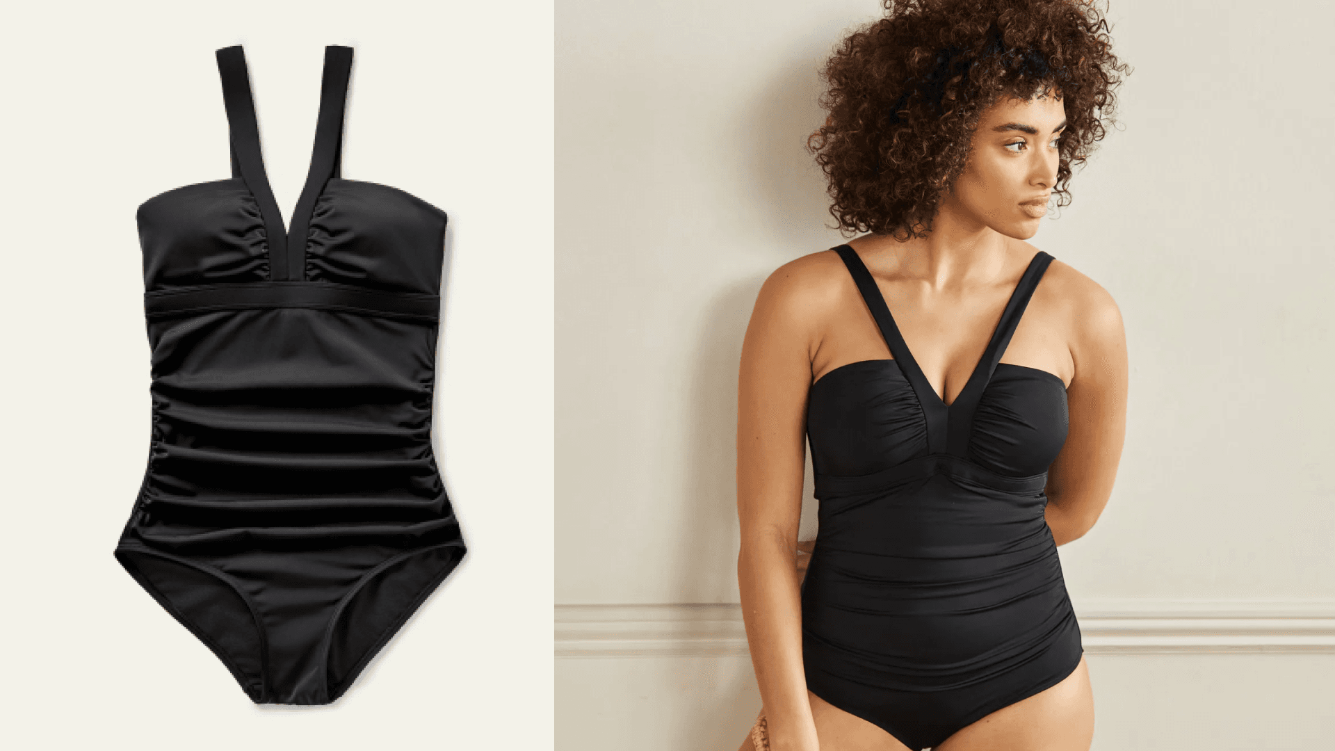 one-piece bathing suit with V-neck