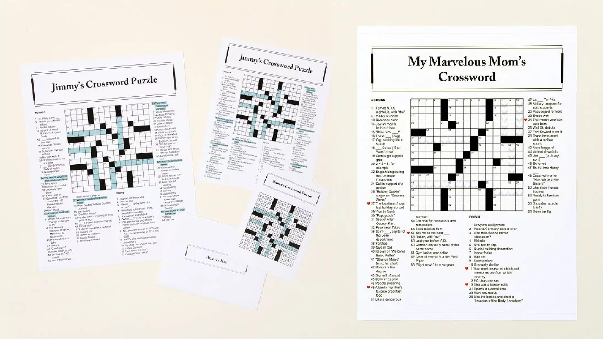 personalized crossword puzzle