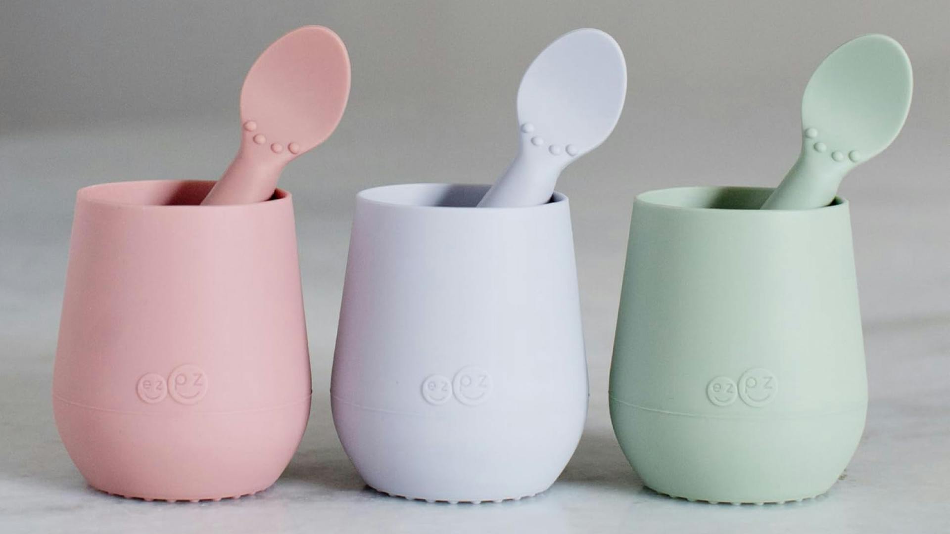 silicone cups and spoons for babies