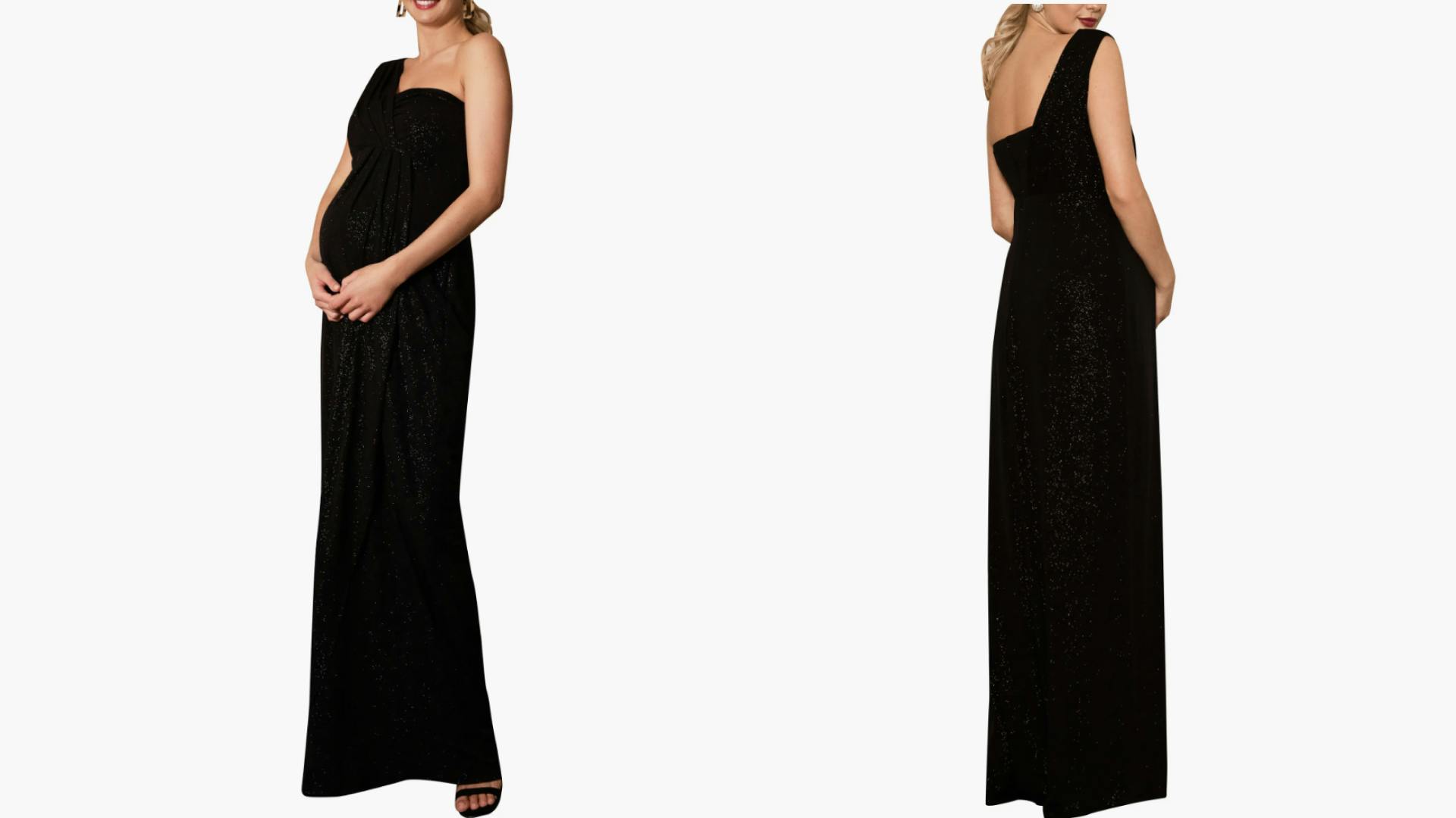 Black One-Shoulder Maternity Gown