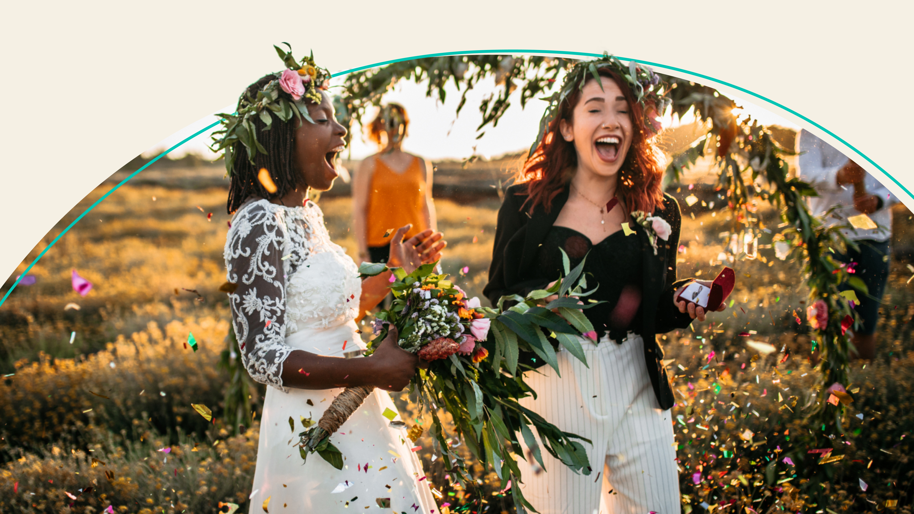 Two people celebrating their wedding 