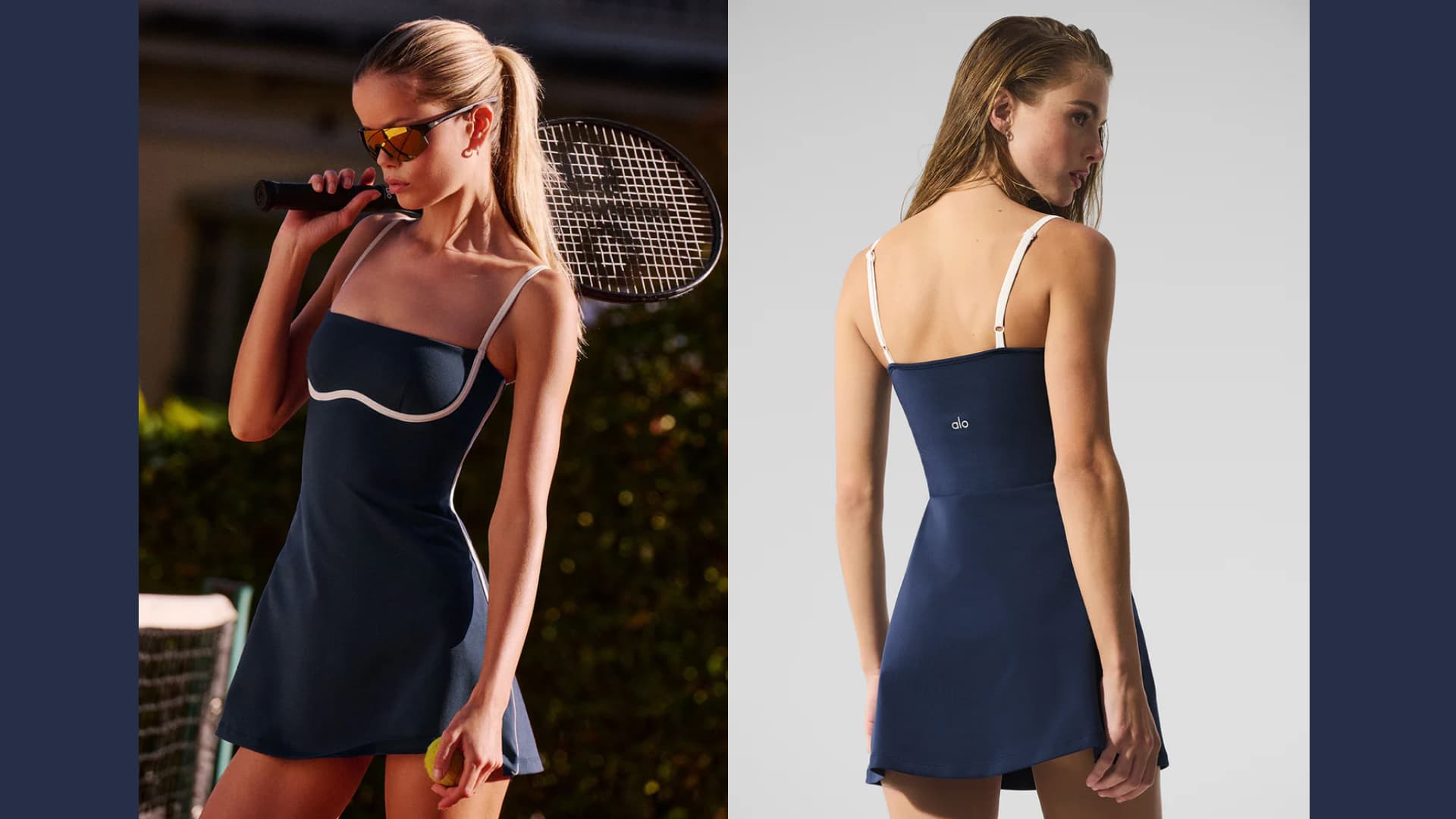 A tennis dress with contrast piping
