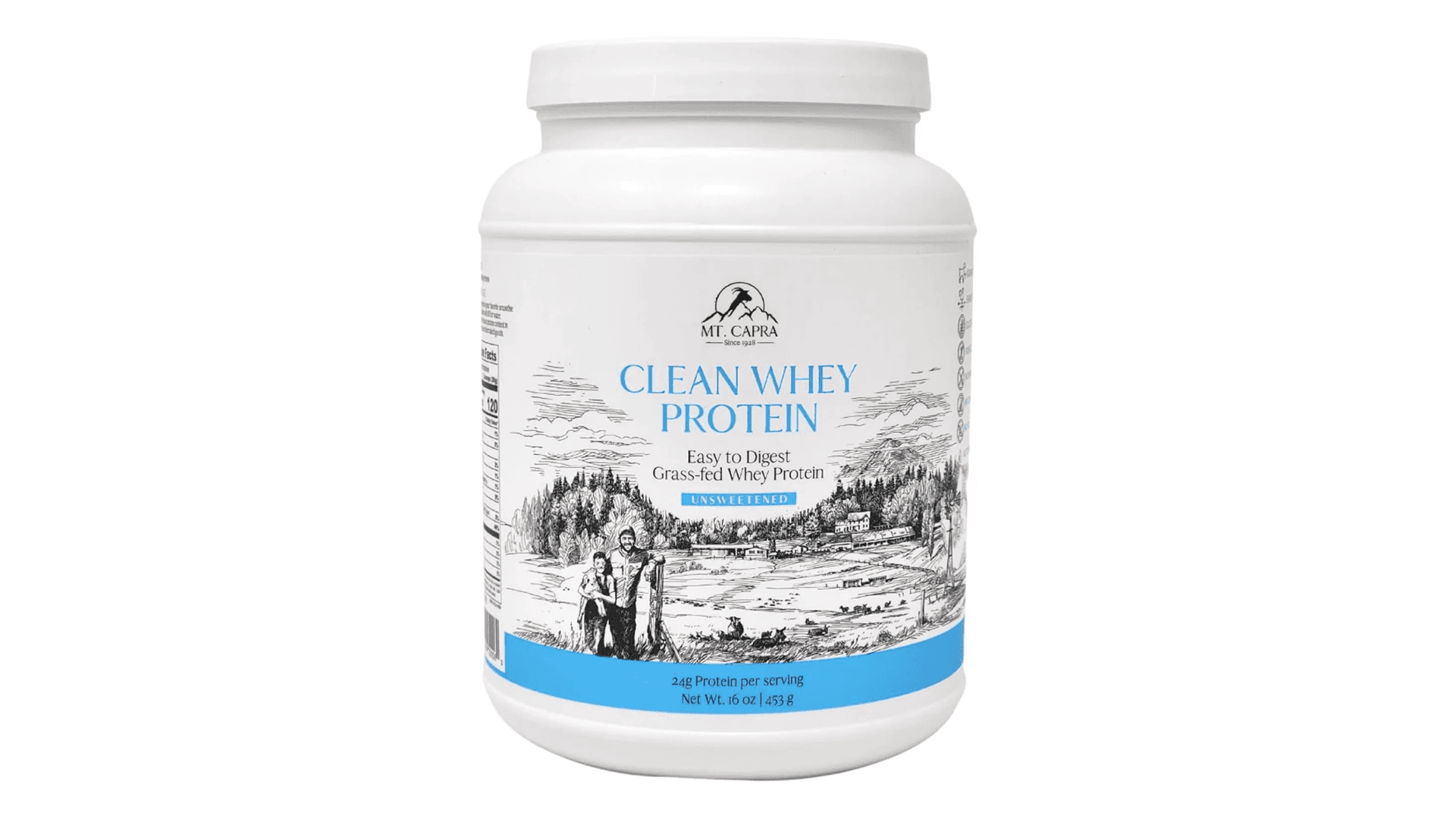 Mt. Capra Clean Whey Protein in vanilla bean flavor