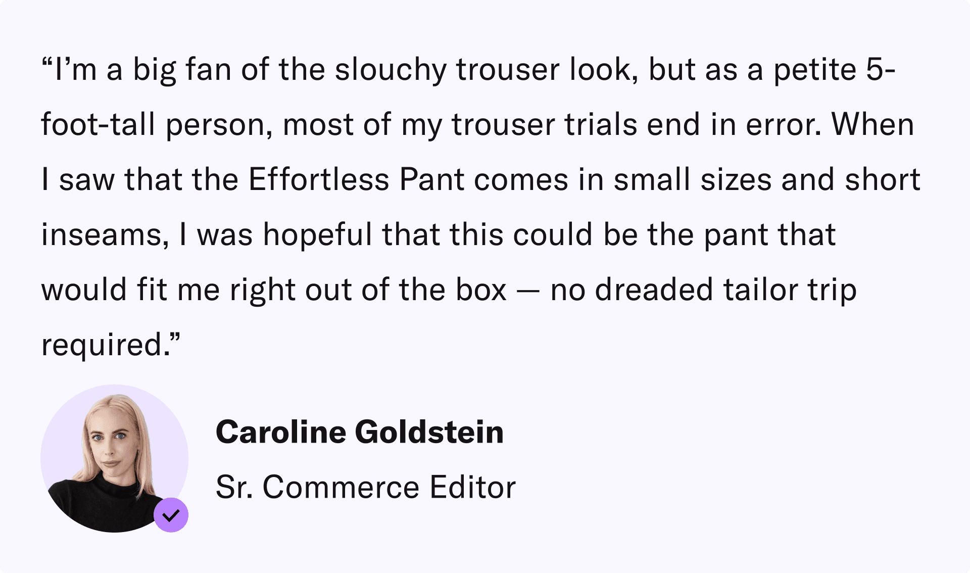 Why Caroline Tested the Aritzia Effortless Pant