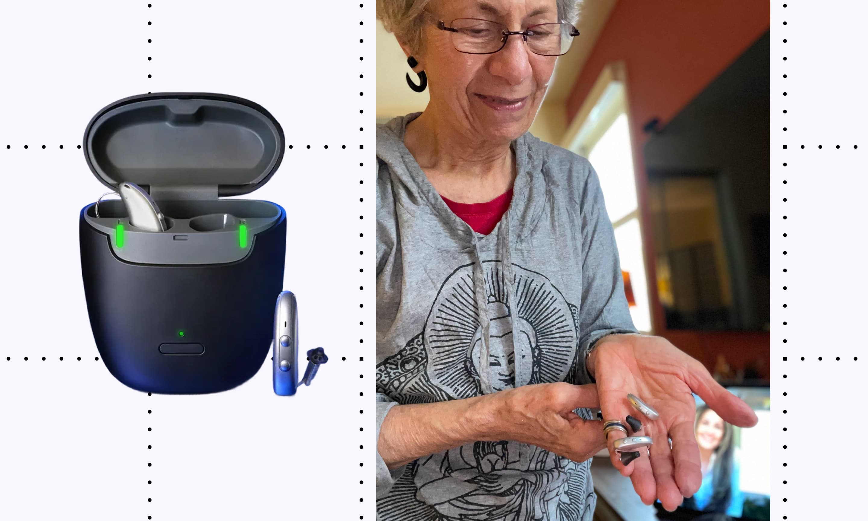 judith holding hearing aids