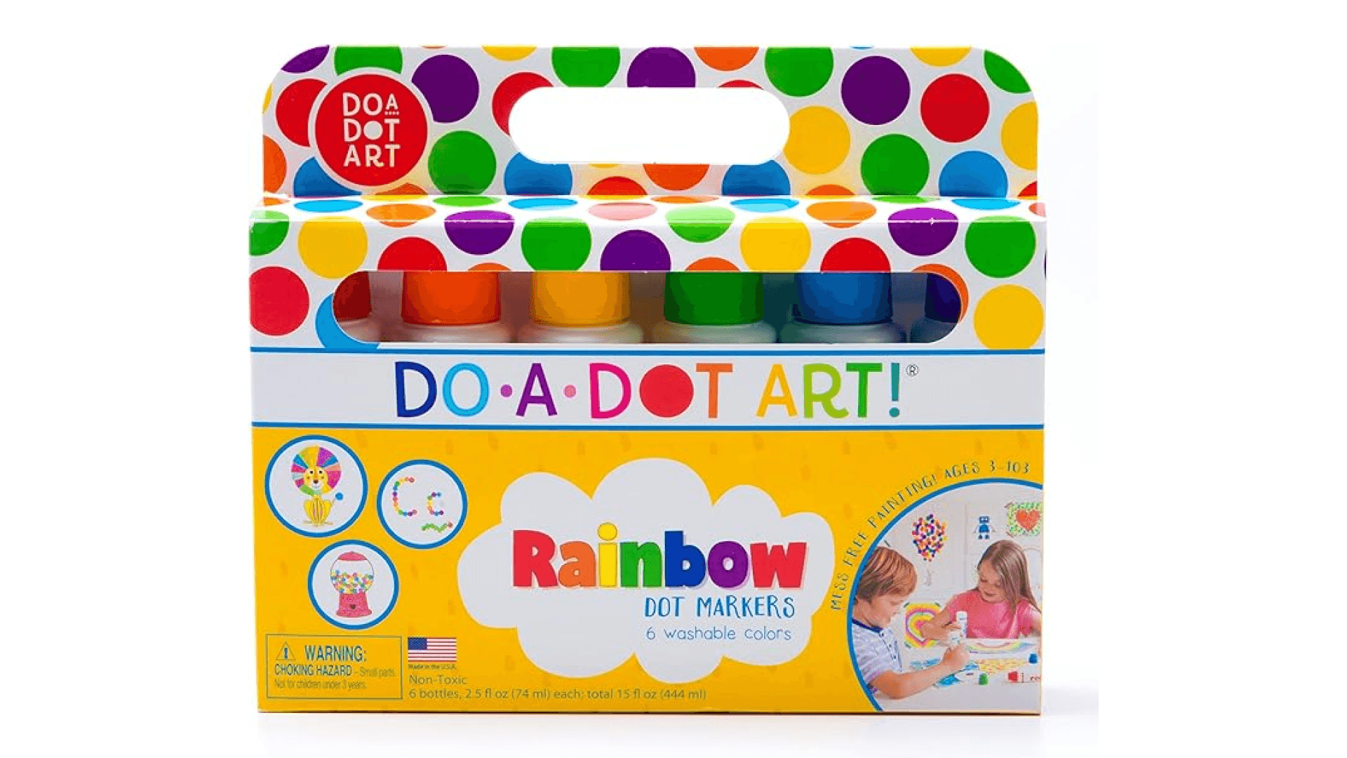 Do A Dot Art! Markers 6-Pack Rainbow Washable Paint Markers, The Original Dot Marker, Activity Craft Coloring Supplies for Kids and Toddlers, Made in the USA