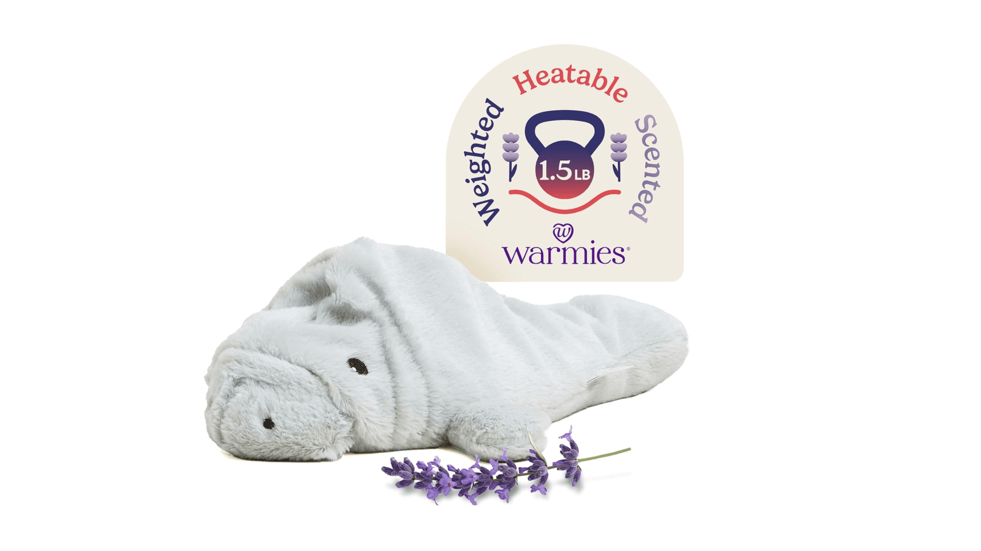 warmies Microwavable & Weighted Stuffed Animals, Manatee - Heated Stuffed Animal Plushie for Warmth & Comfort - Cute Soft Plush Toys for Adults & Children (Boys, Girls, Babies & Toddlers)