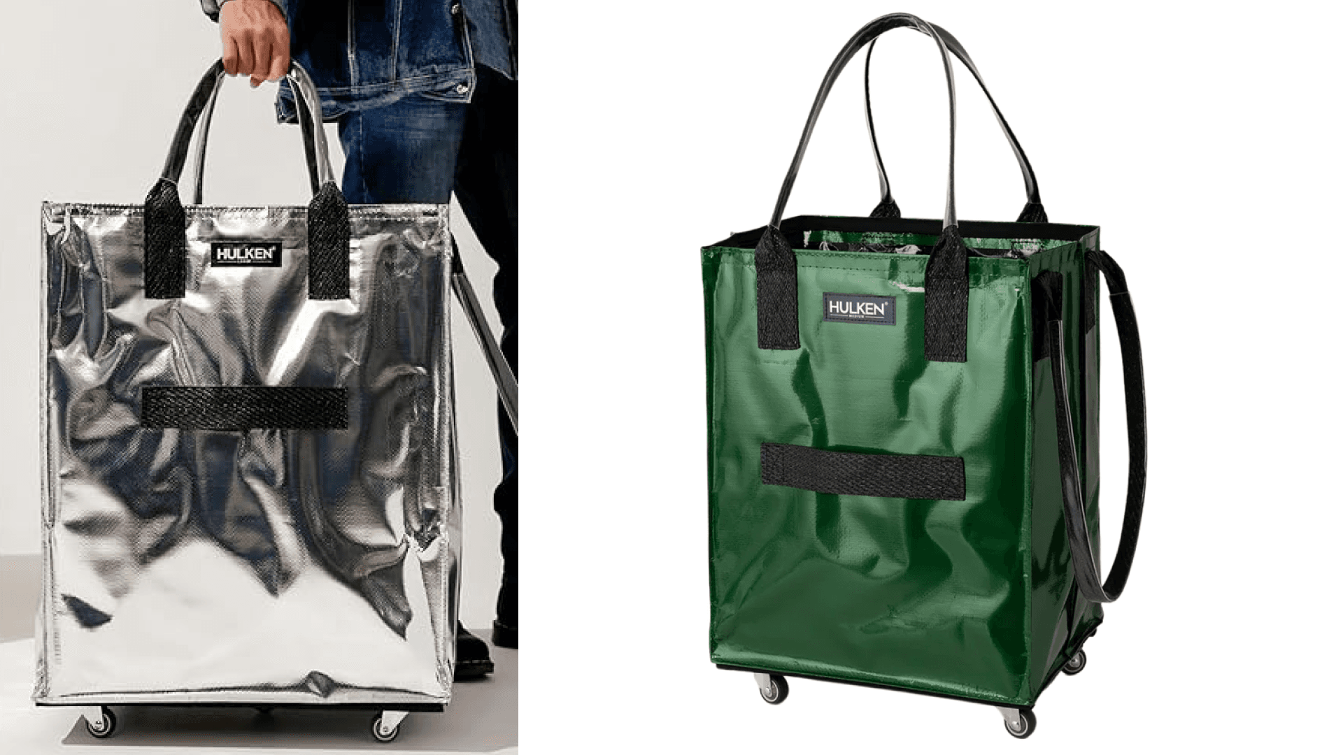 HULKEN - (Large, Cosmic Red Reusable Grocery Bag On Wheels, Shopping Trolley, Rolling Tote, Zipper Closure, Lightweight, Carries Up to 66 lb, Folds Flat, Unbreakable Handles