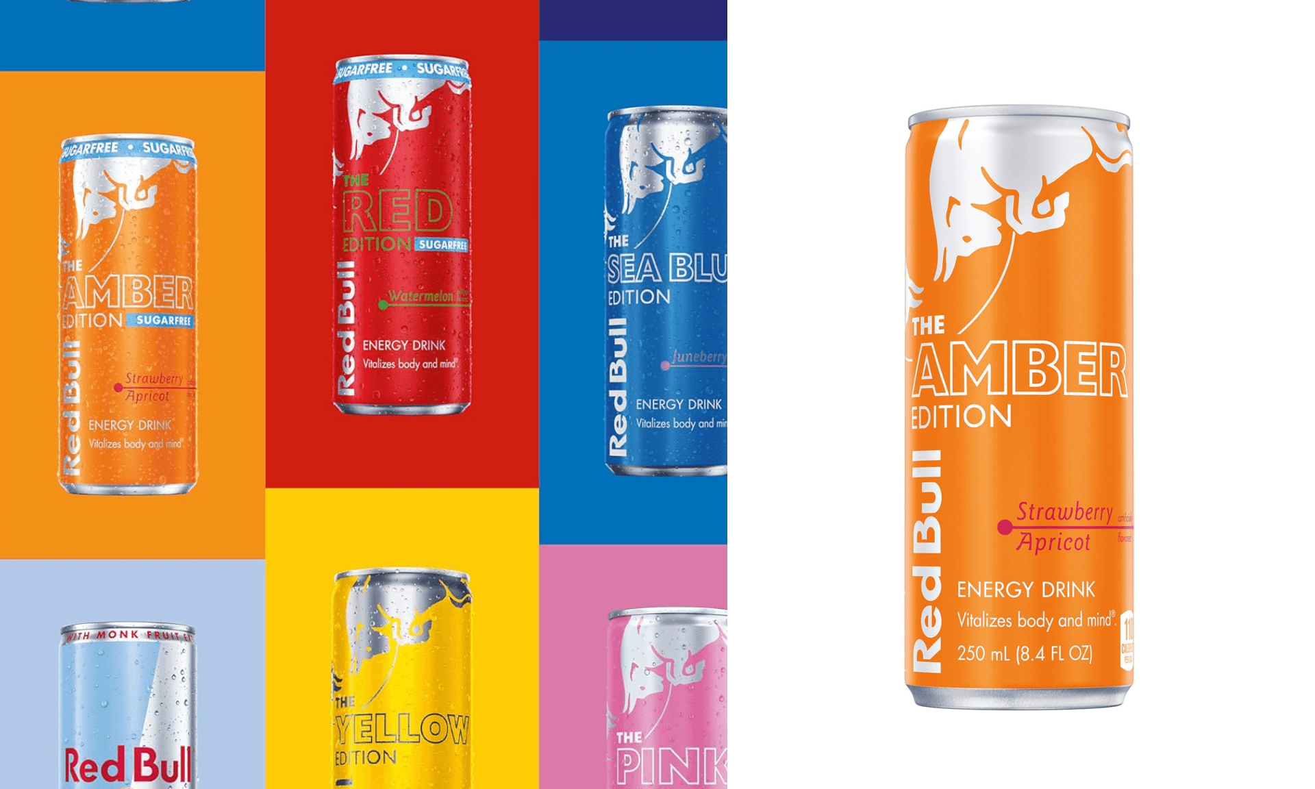 Red Bull Amber Edition Energy Drink, Strawberry Apricot, with 80mg Caffeine plus Taurine & B Vitamins, 8.4 Fl Oz, Pack of 24 Cans