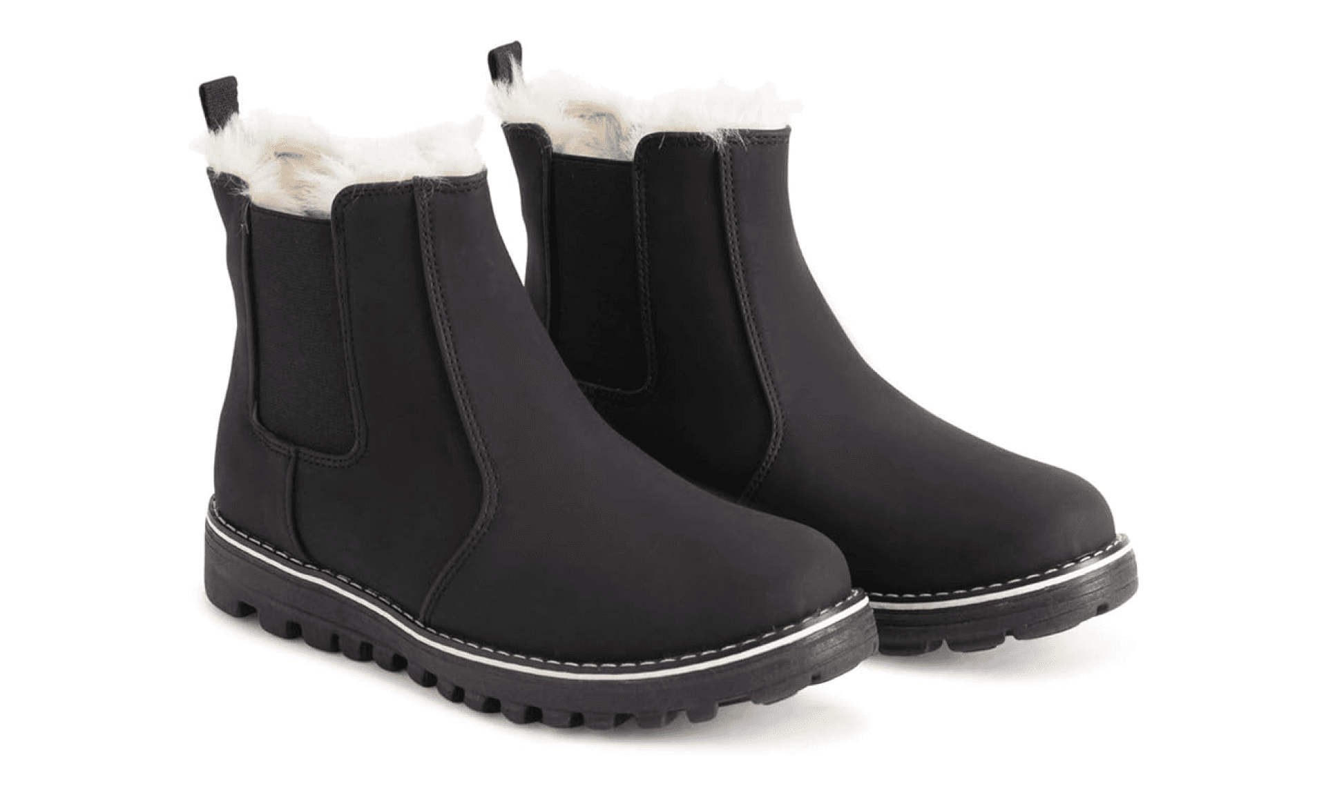 POLAR Womens Memory Foam Chelsea Nubuck Boot Waterproof Rubber Welted Stitch Outsole Faux Fur Lined - Black - EU40/US9 - YC0640