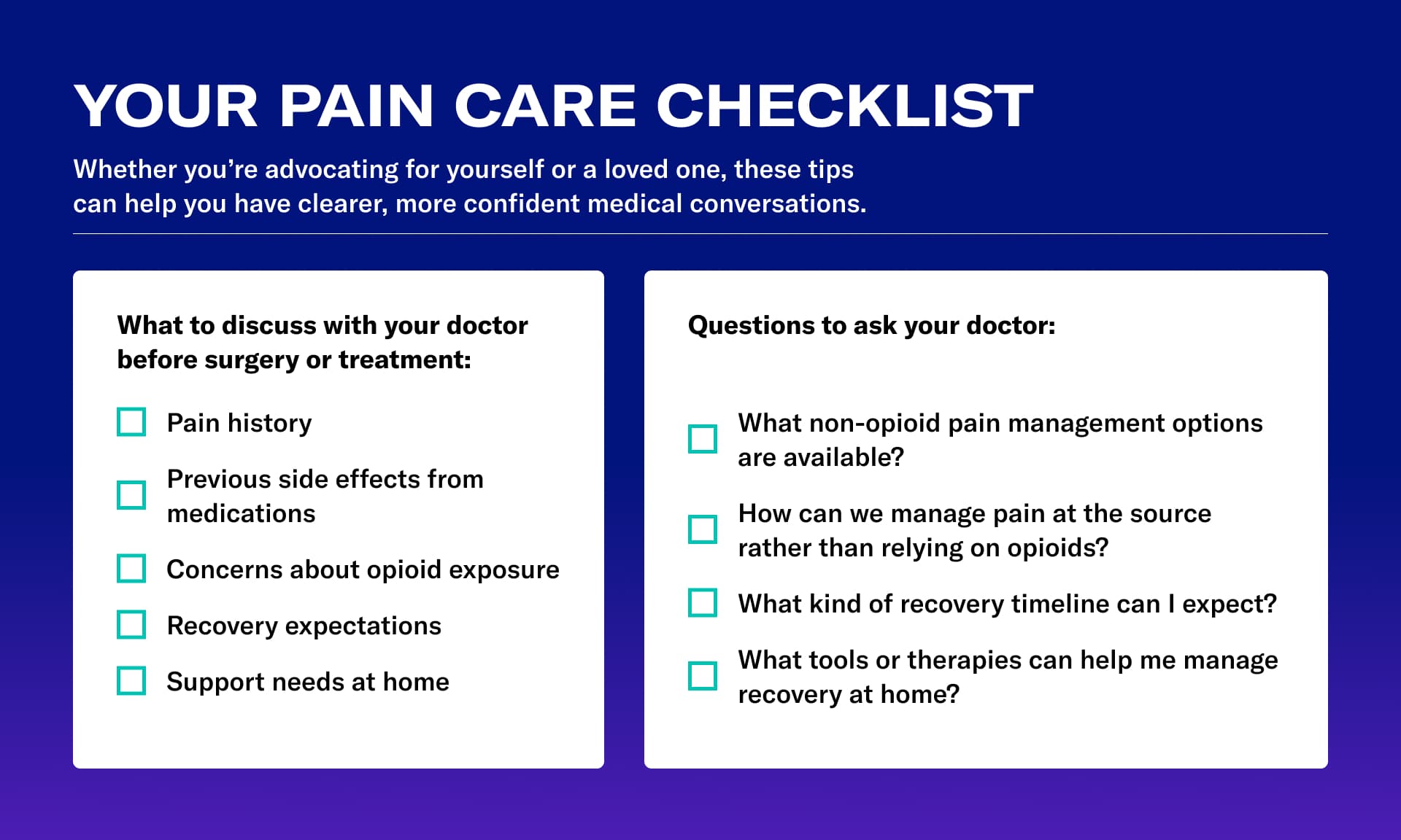 pacira pain care checklist
