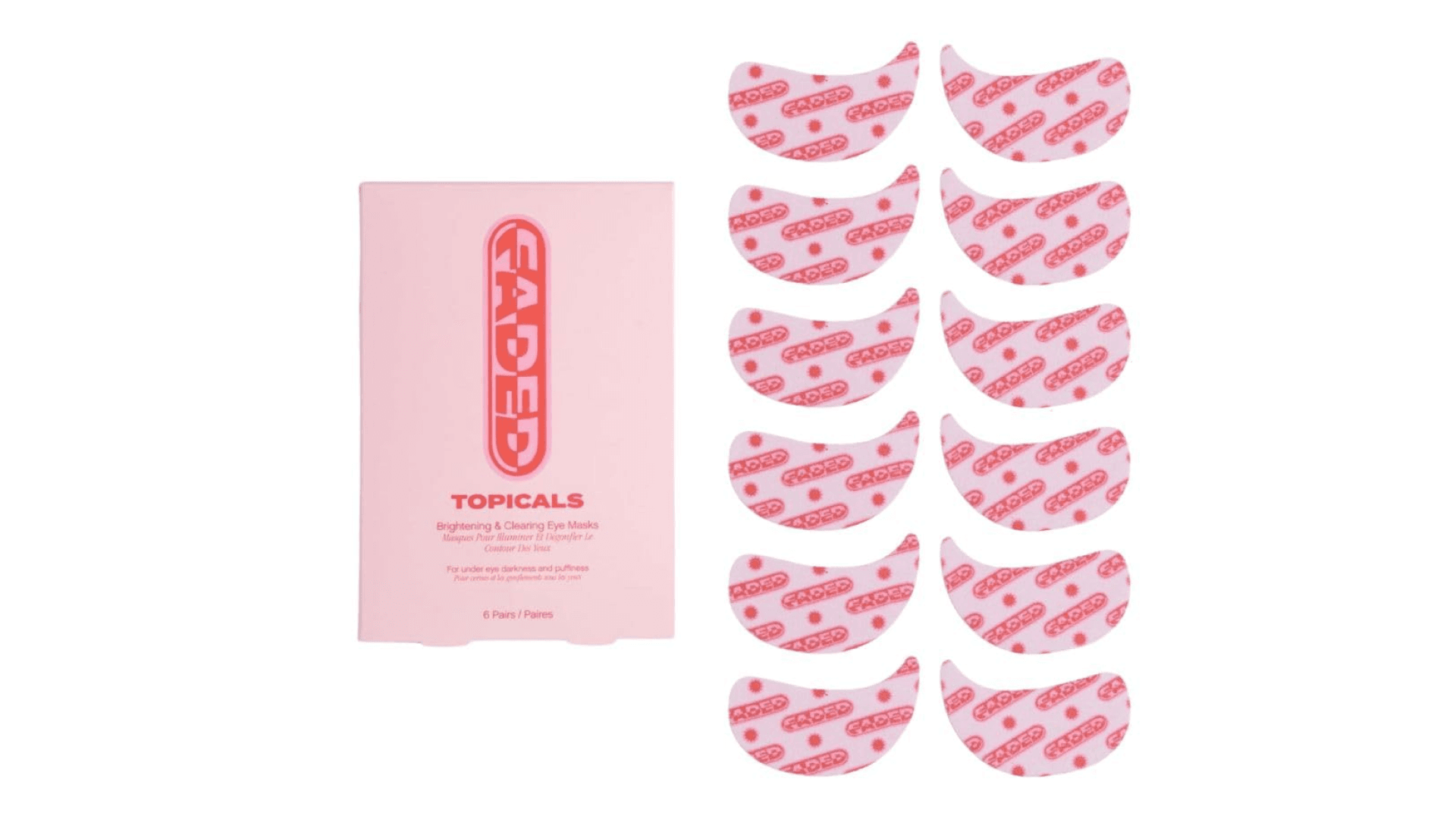 Topicals Faded Brightening Under Eye Masks | Patches to Depuff, Hydrate, Brighten and Cool | Reduce Dark Circles and Fine Lines | Contains Kojic Acid, Caffeine and Niacinamide (Set of 6)