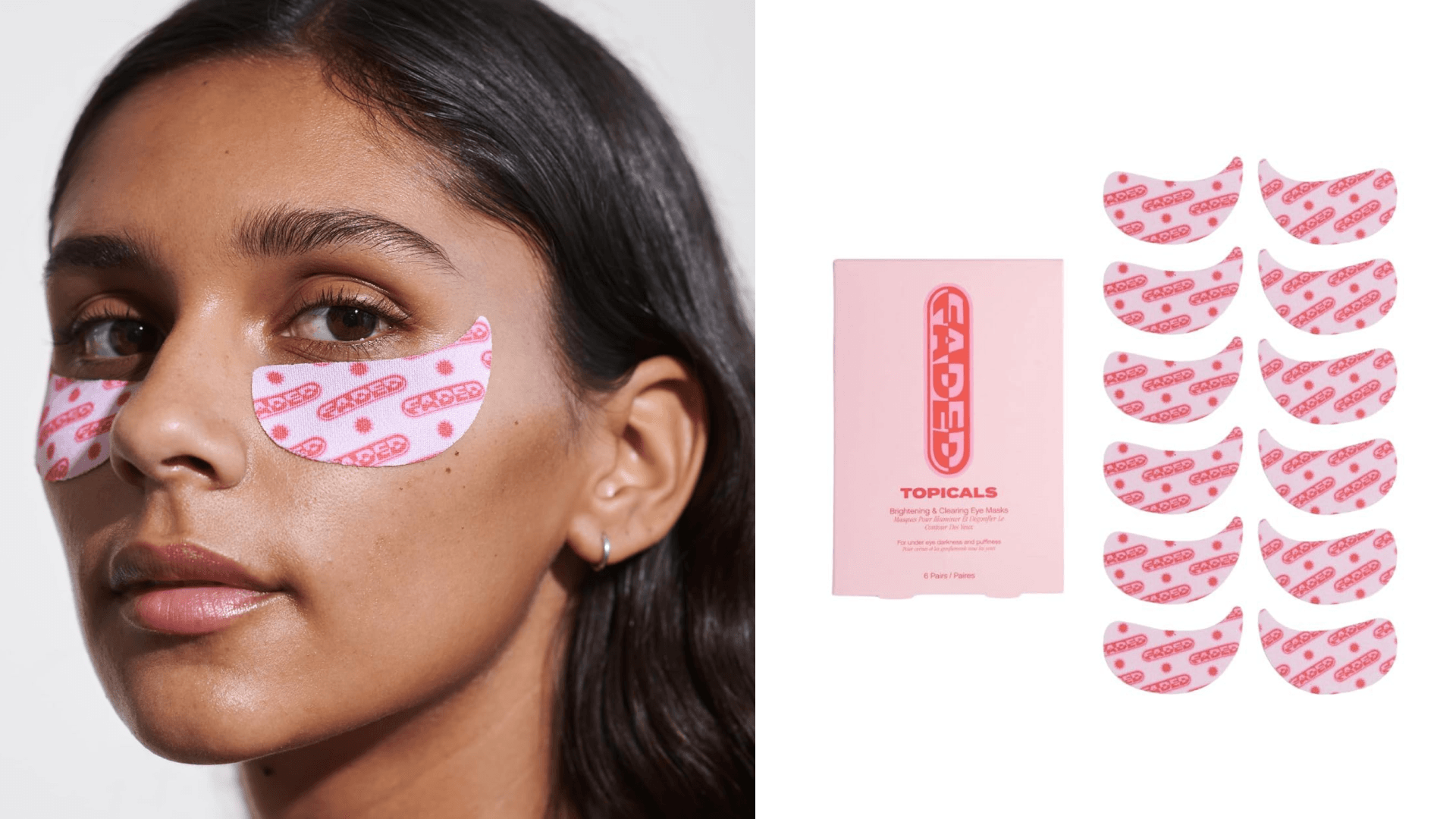 Topicals Faded Brightening Under Eye Masks | Patches to Depuff, Hydrate, Brighten and Cool | Reduce Dark Circles and Fine Lines | Contains Kojic Acid, Caffeine and Niacinamide (Set of 6)