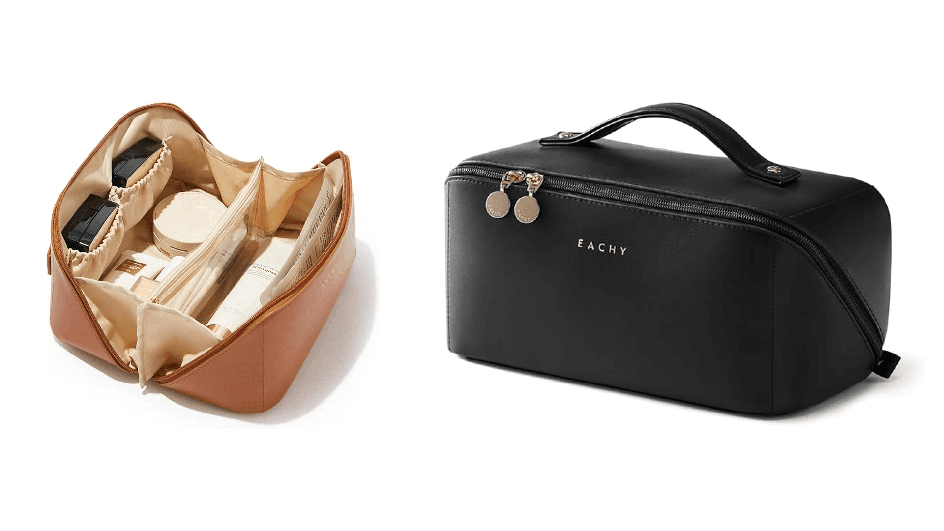 EACHY Travel Makeup Bag,Large Capacity Cosmetic Bags for Women,Waterproof Portable Pouch Open Flat Toiletry Bag Pattern Makeup Bag