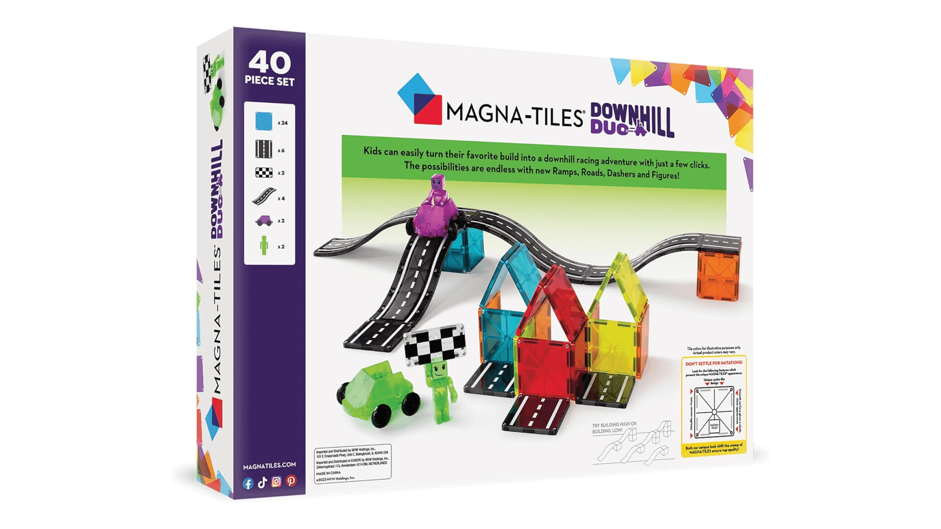 MAGNA-TILES Downhill Duo 40-Piece Magnetic Construction Set, The Original Magnetic Building Brand