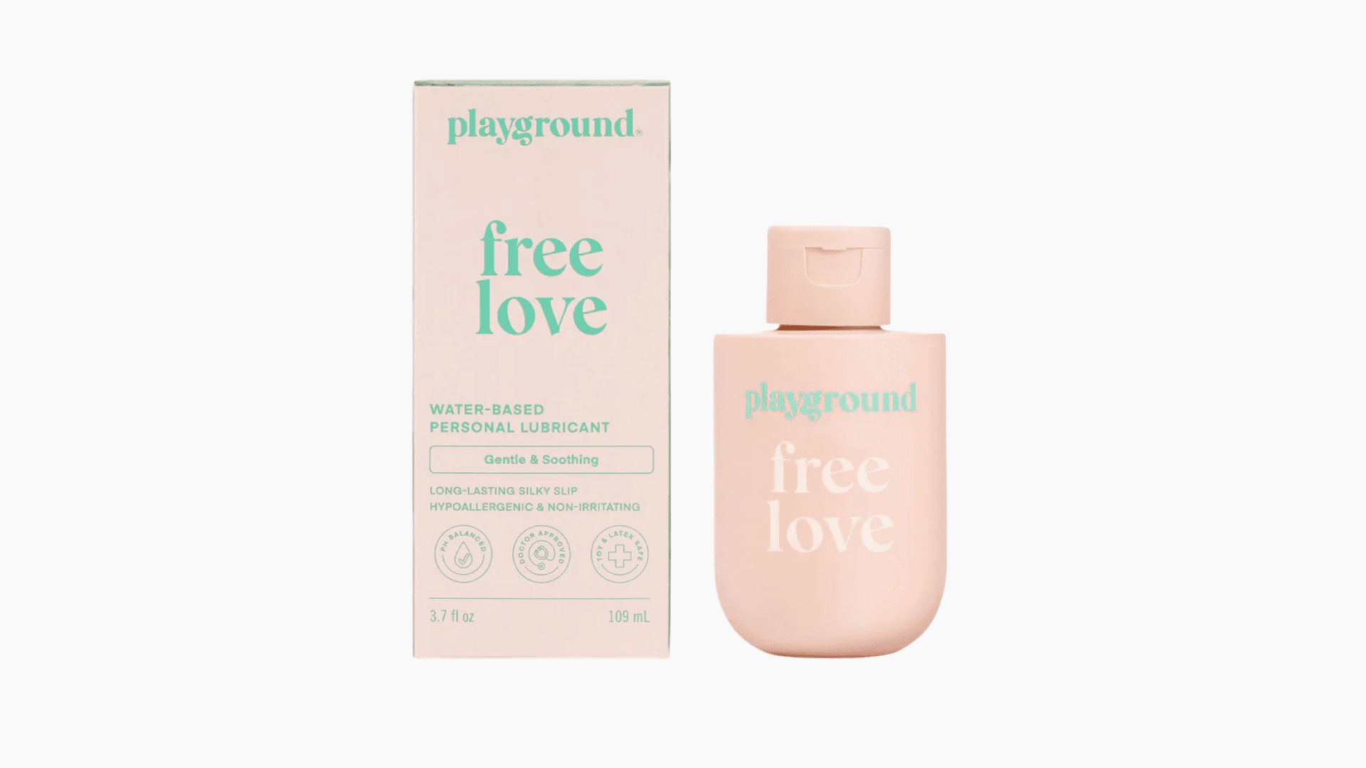 Light pink bottle of Playground Free Love lube