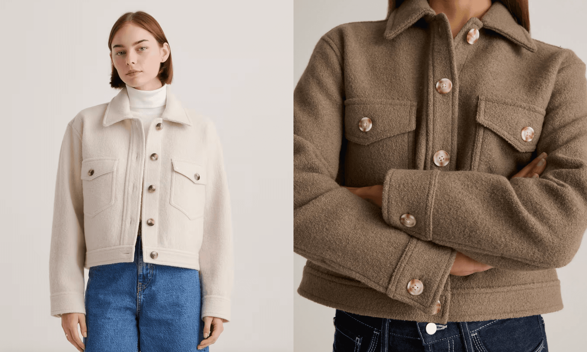 Quince 100% Merino Wool Cropped Shirt Jacket