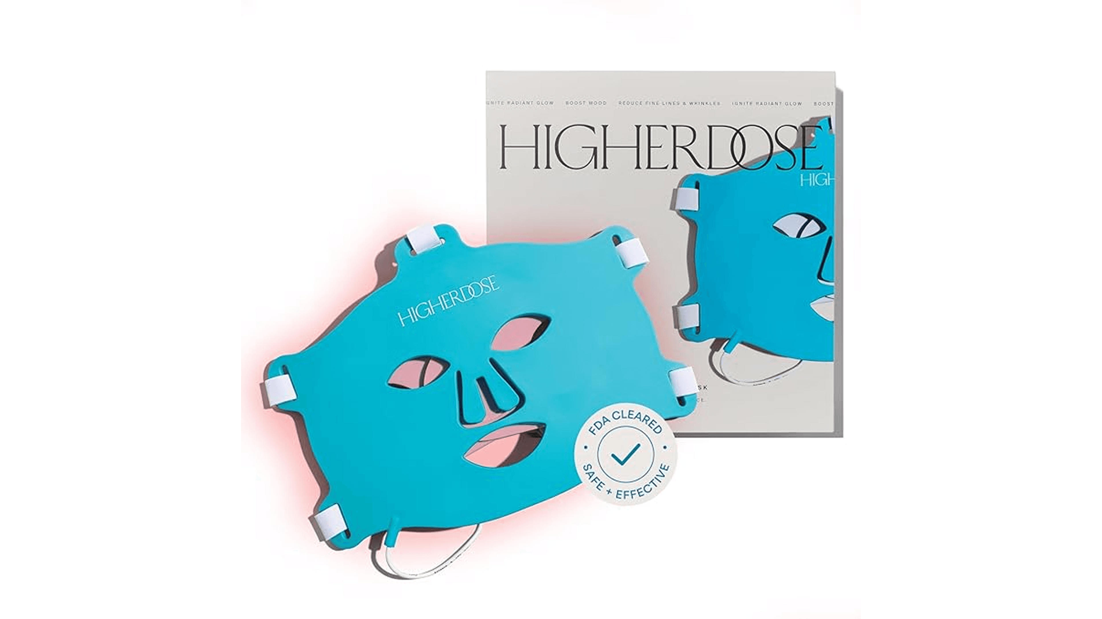 HigherDOSE Red Light Therapy Face Mask - Cordless At-Home LED Facial Light Therapy - Promotes Cellular Renewal, Healing, & Glowing Skin - LED Face Mask to Target Fine Lines, Wrinkles & Redness