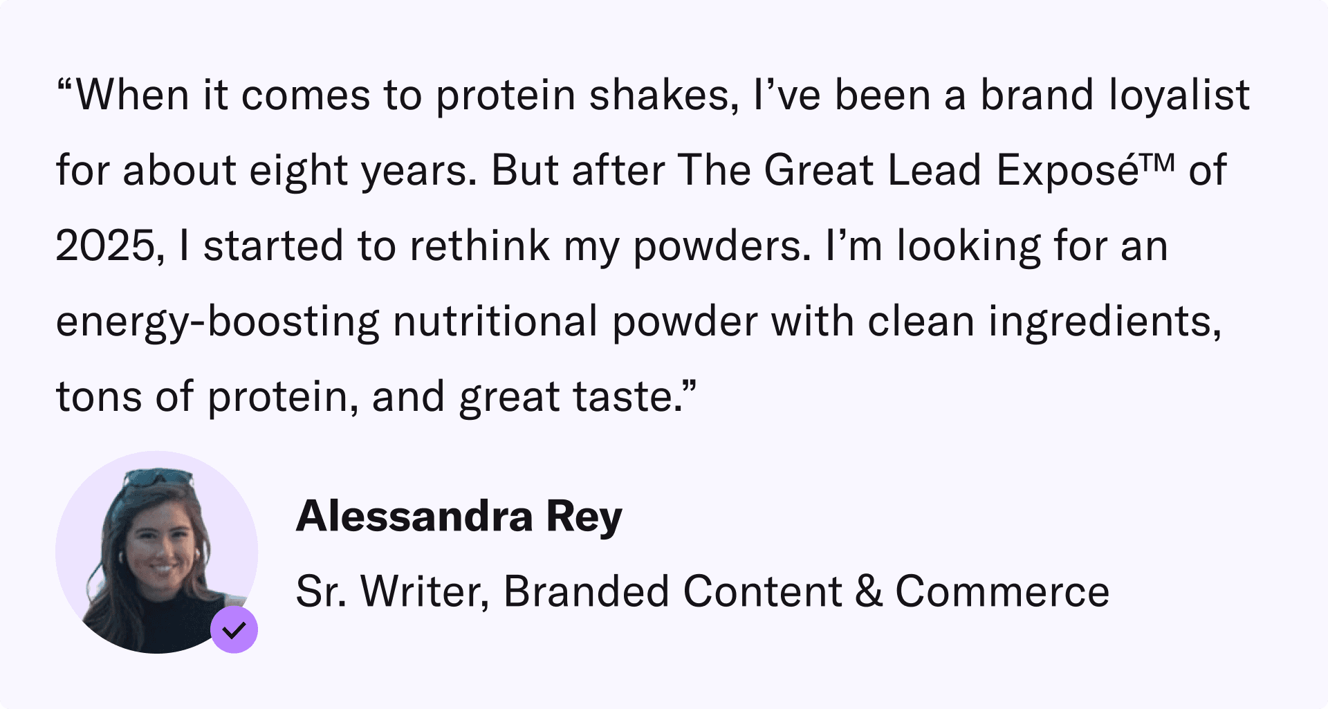 Why Alessandra Tested