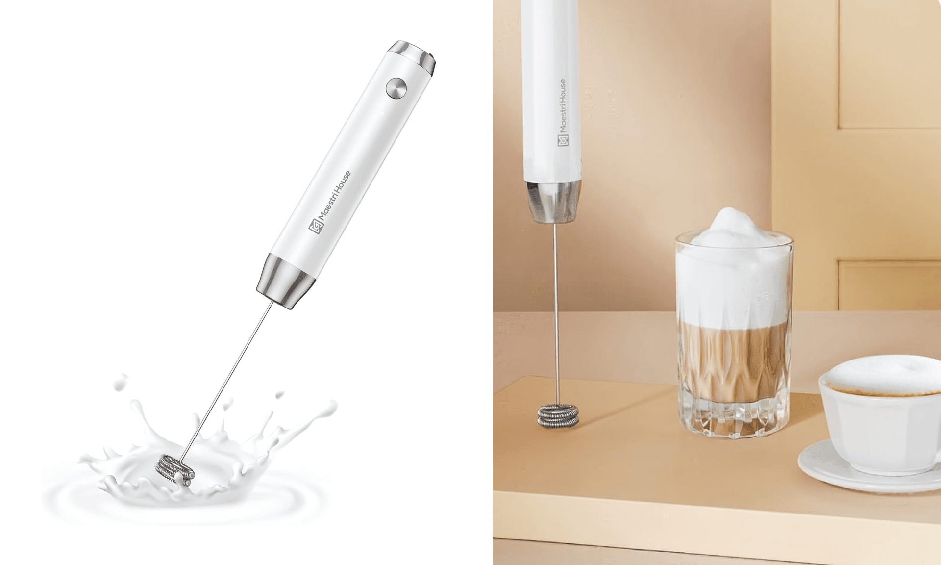 Maestri House Rechargeable Milk Frother, LunaFro NS Handheld Electric Foam Maker Waterproof Detachable Stainless Steel Whisk Drink Mixer Foamer for Lattes, Cappuccino, No Stand