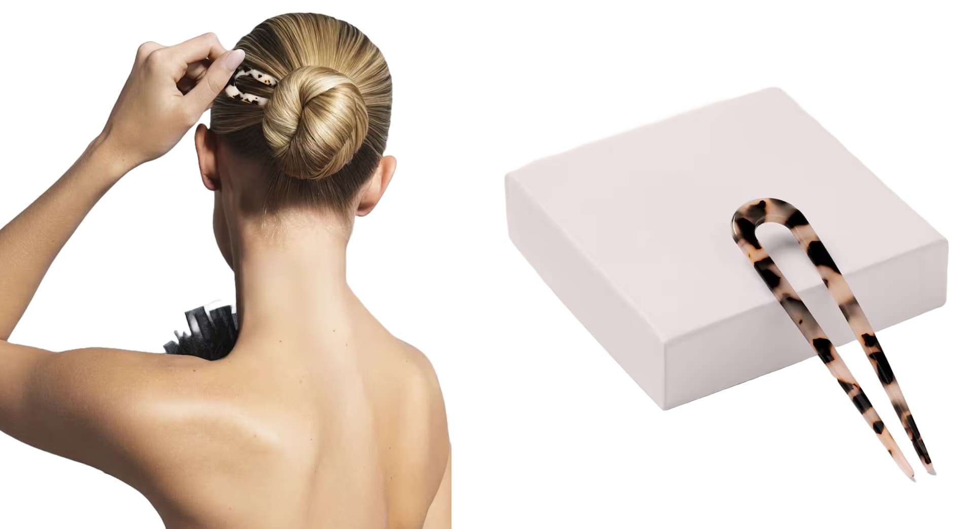 A tortoiseshell-printed French hair pin.