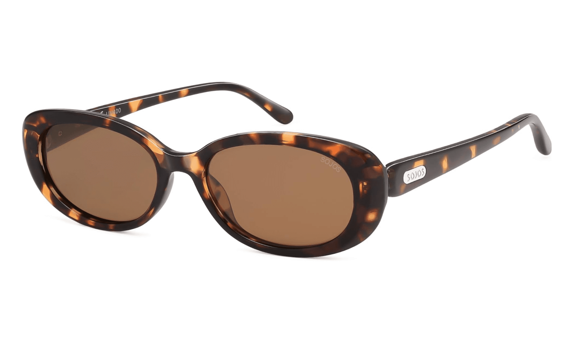 SOJOS Retro Oval Polarized Sunglasses for Women Men Vintage 90s Style Designer Inspired Sunnies Sun Glasses SJ2369, Tortoise Frame/Brown Lens