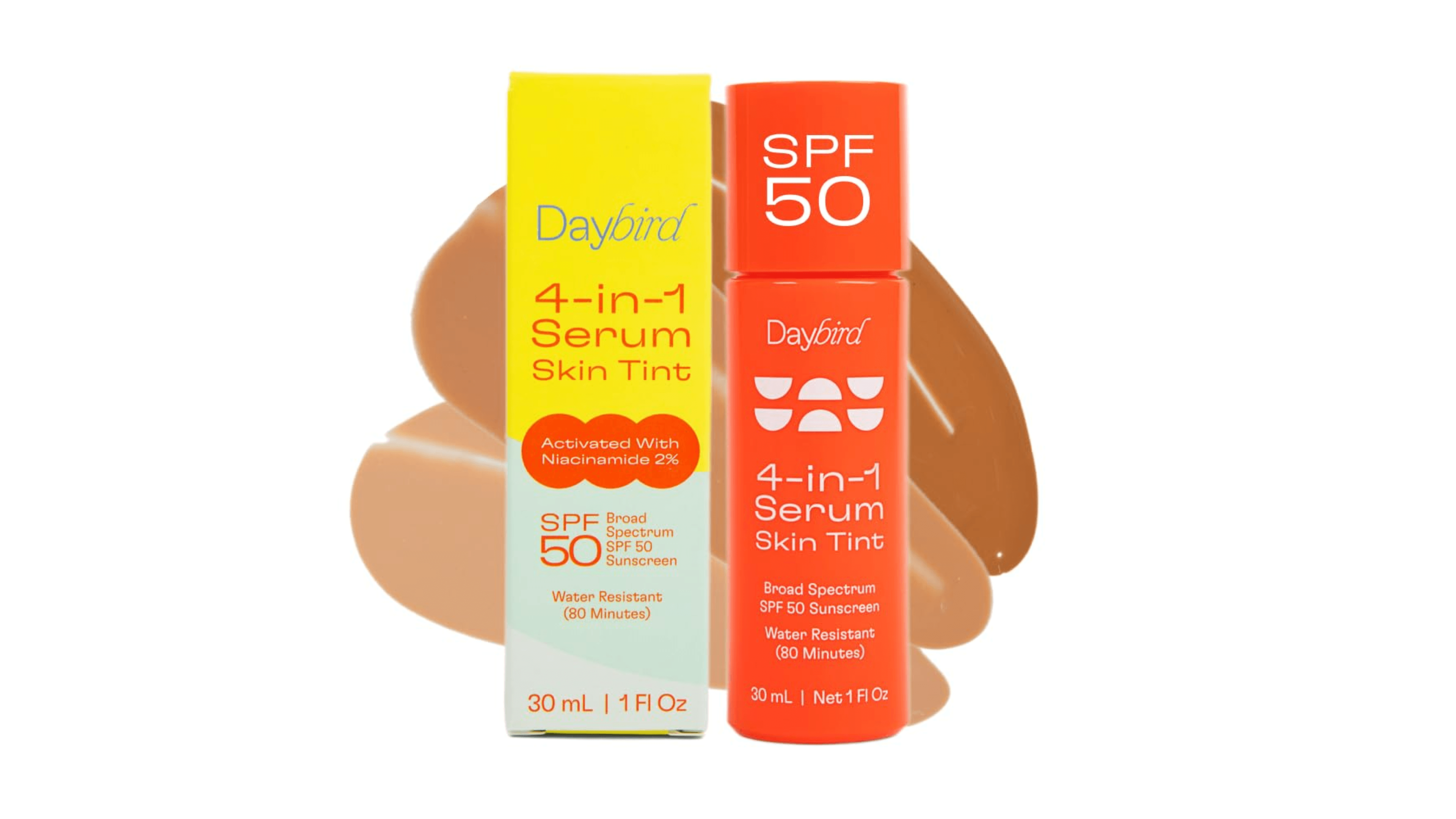 Daybird 4 in 1 Tinted Serum, Tinted Moisturizer and Sunscreen for Face, SPF 50+ Niacinamide, 1 Ounce (light)