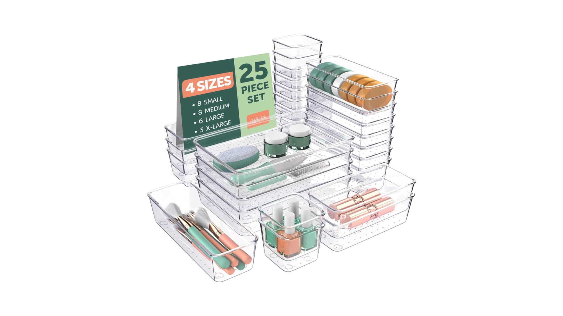 Clear Plastic Drawer Organizers Set