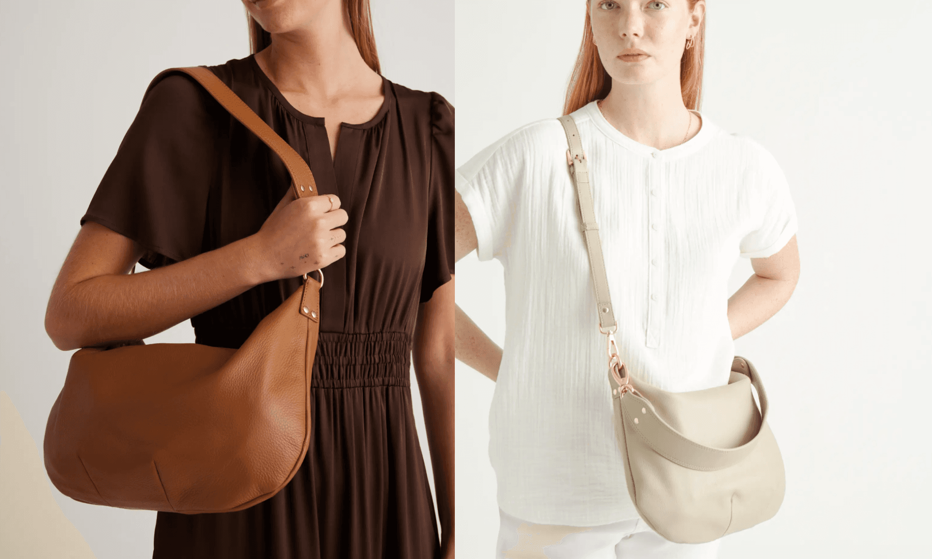 Italian Leather Convertible Crescent Shoulder Bag